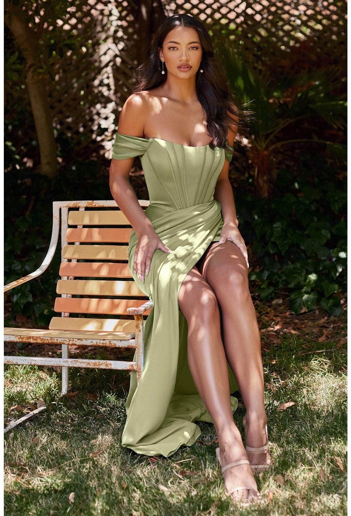 Cinderella Divine 7484 - Draped Corset Prom Dress - view 9
