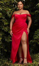 Cinderella Divine 7484C - High Slit Evening Gown