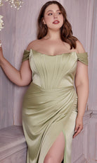 Cinderella Divine 7484C - High Slit Evening Gown - view 7