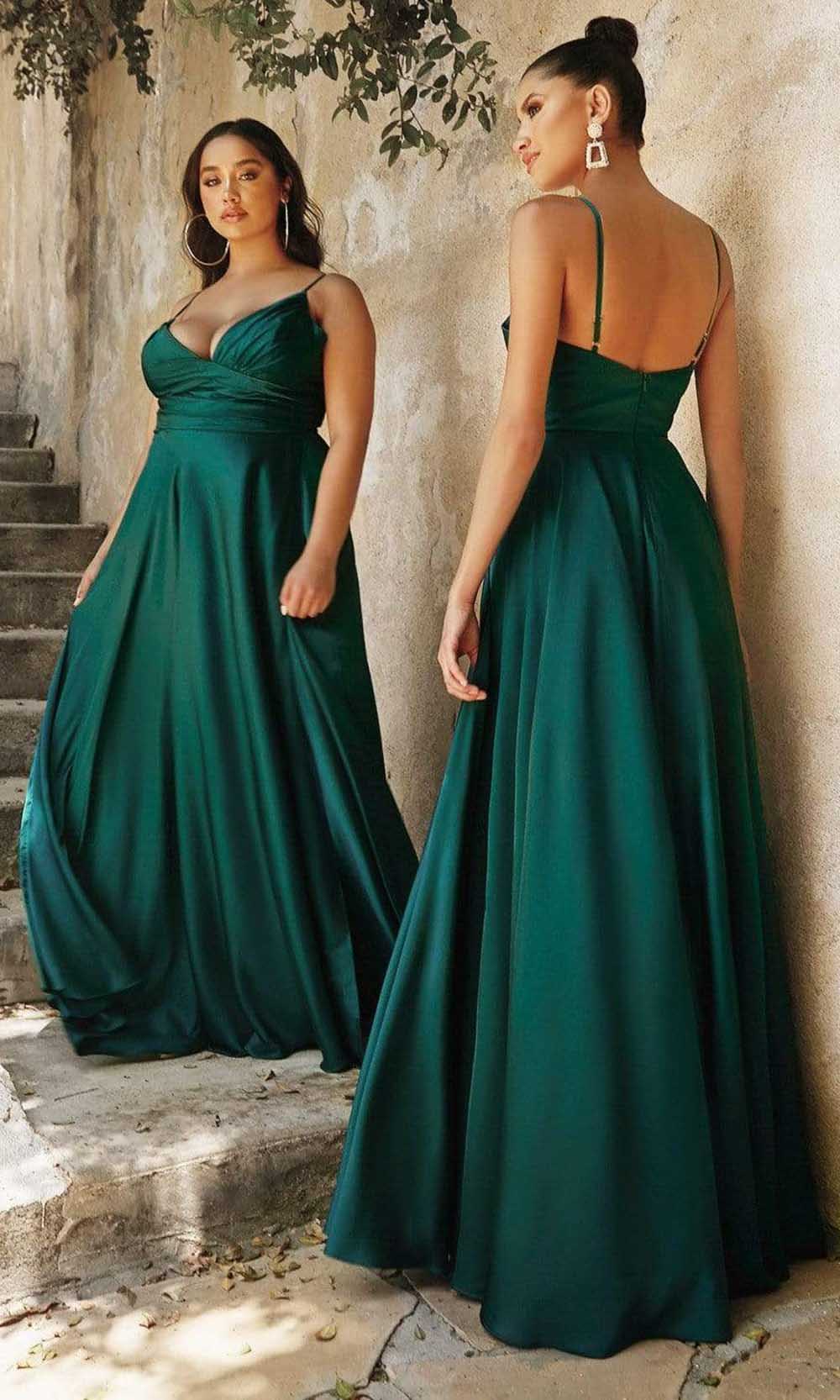 Cinderella Divine - 7485 Long Satin A-Line Gown - Silhouette Dresses