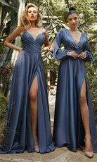 Cinderella Divine - 7485 Long Satin A-Line Gown - view 9