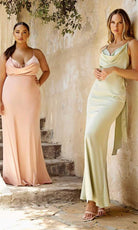 Cinderella Divine - 7487 Draped Bow Back Gown - designer prom dress at Silhouette Dresses