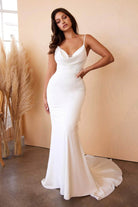 Cinderella Divine 7487W - Cowl Neck Charmeuse Wedding Dress - Silhouette Dresses