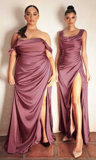 Cinderella Divine - 7488 Draped Off Shoulder Gown With Slit - view 5
