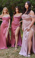 Cinderella Divine 7492C - Cowl Neck Sheath Evening Gown