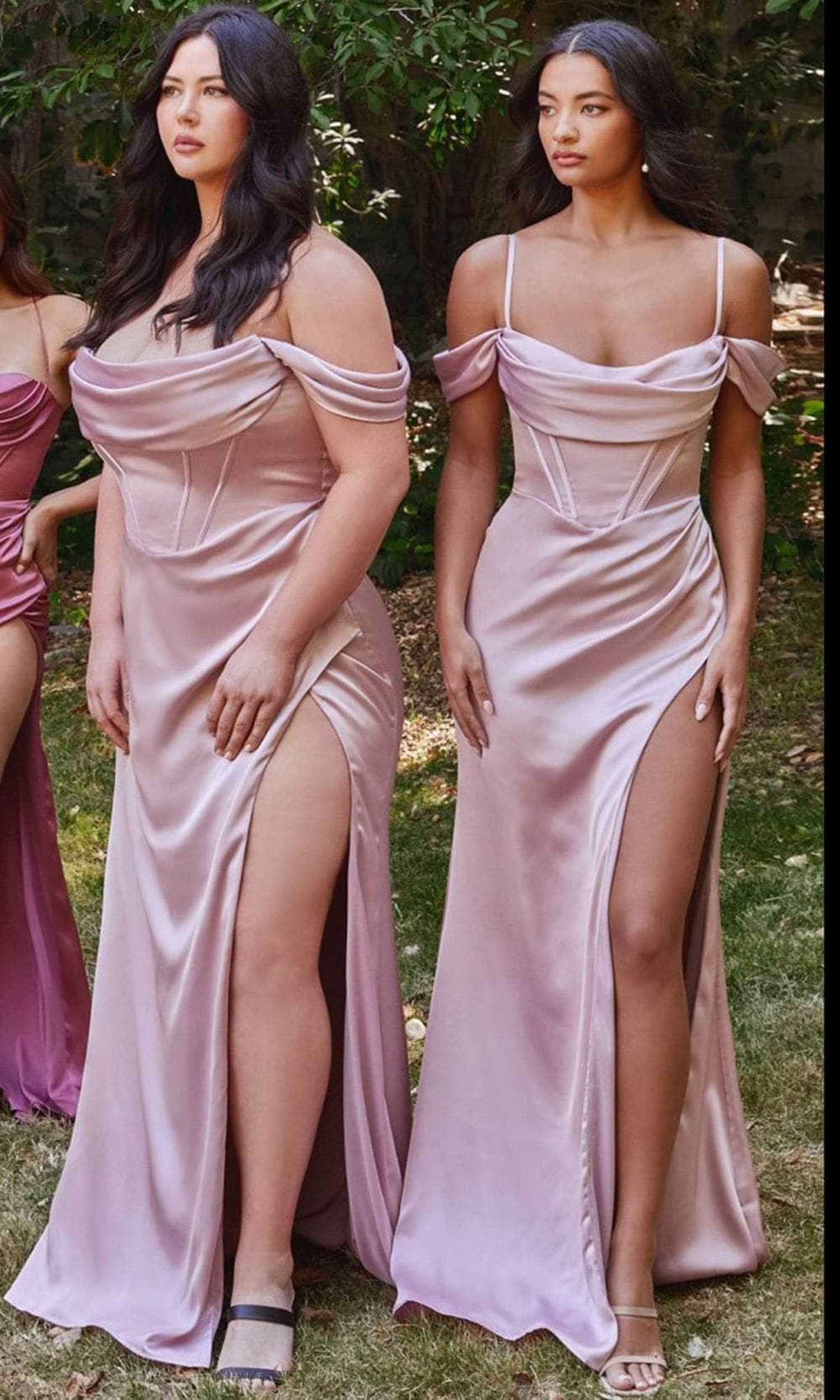 Cinderella Divine 7492C - Cowl Neck Sheath Evening Gown