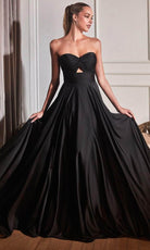 Cinderella Divine 7496 - Strapless Satin A-line Gown with Keyhole - Silhouette Dresses