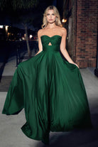 Cinderella Divine 7496 - Strapless Satin A-line Gown with Keyhole - view 4