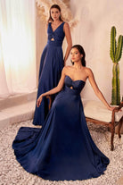 Cinderella Divine 7496 - Strapless Satin A-line Gown with Keyhole - view 11