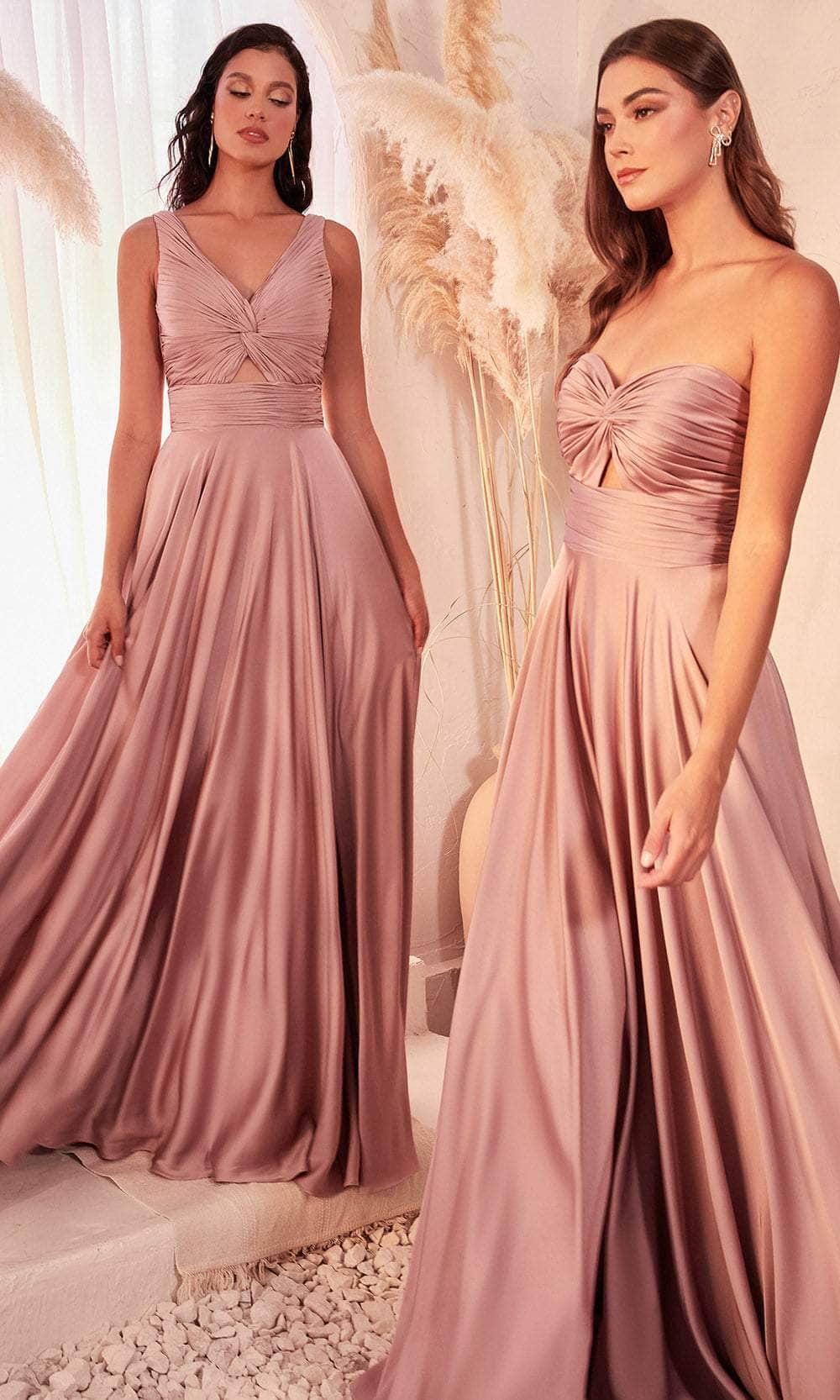 Cinderella Divine 7497 - V-Neck Prom Dress with Knotted Ruching - view 6