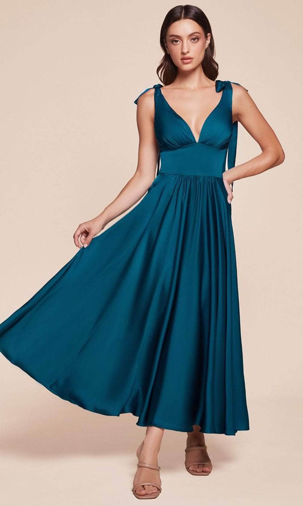 Cinderella Divine 7499 - Tea Length A-Line Dress - view 6