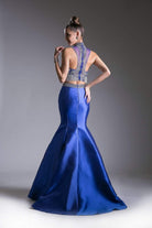 Cinderella Divine - 84016 Two-Piece Beaded High Halter Mermaid Gown