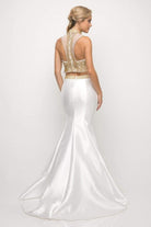 Cinderella Divine - 84016 Two-Piece Beaded High Halter Mermaid Gown