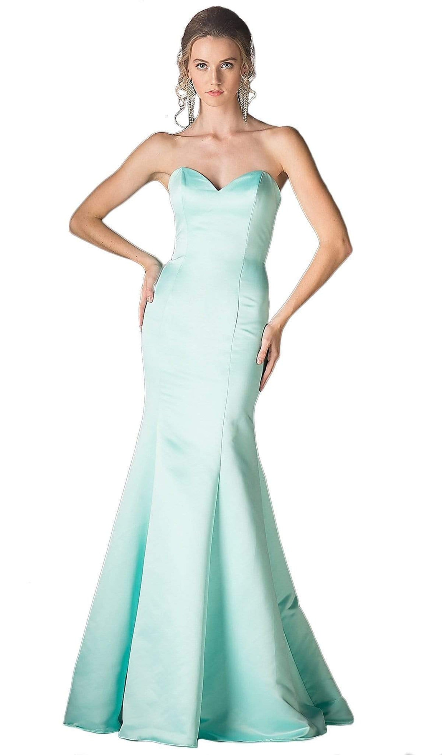 Cinderella Divine - 8792 Strapless Sweetheart Satin Trumpet Gown