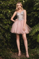 Cinderella Divine - 9239 Embellished V Neck A-line Dress - view 4