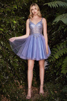 Cinderella Divine - 9239 Embellished V Neck A-line Dress - view 6