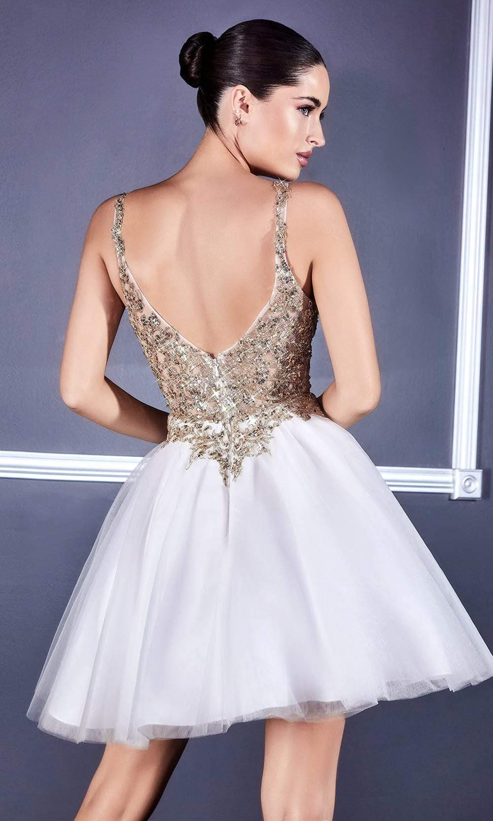 Cinderella Divine - 9239 Embellished V Neck A-line Dress - view 5