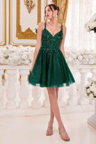 Cinderella Divine 9245 - Sparkling A-Line Cocktail Dress - back view