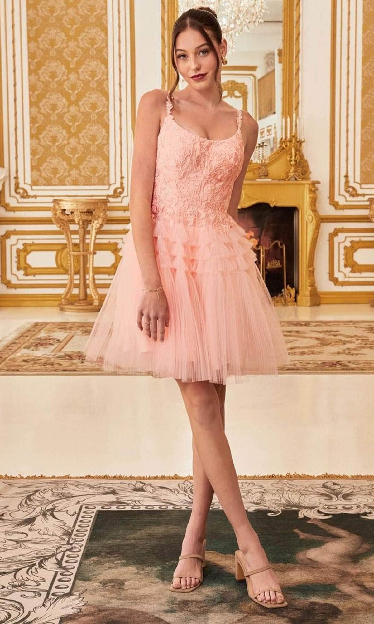 Cinderella Divine 9310 - A-Line Cocktail Dress with Embroidery