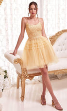 Cinderella Divine 9310 - A-Line Cocktail Dress with Embroidery