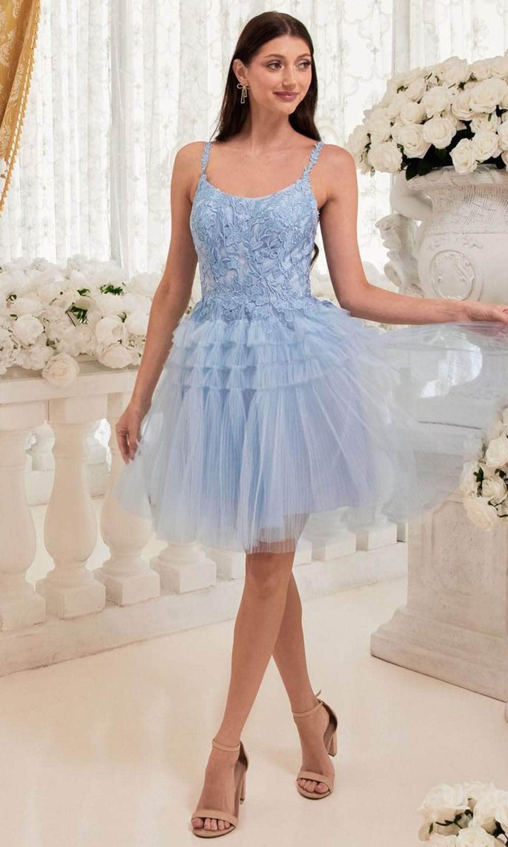 Cinderella Divine 9310 - A-Line Cocktail Dress with Embroidery - back view