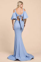 Cinderella Divine - A0079 Cold Off-Shoulder Flair Sleeves Mermaid Gown