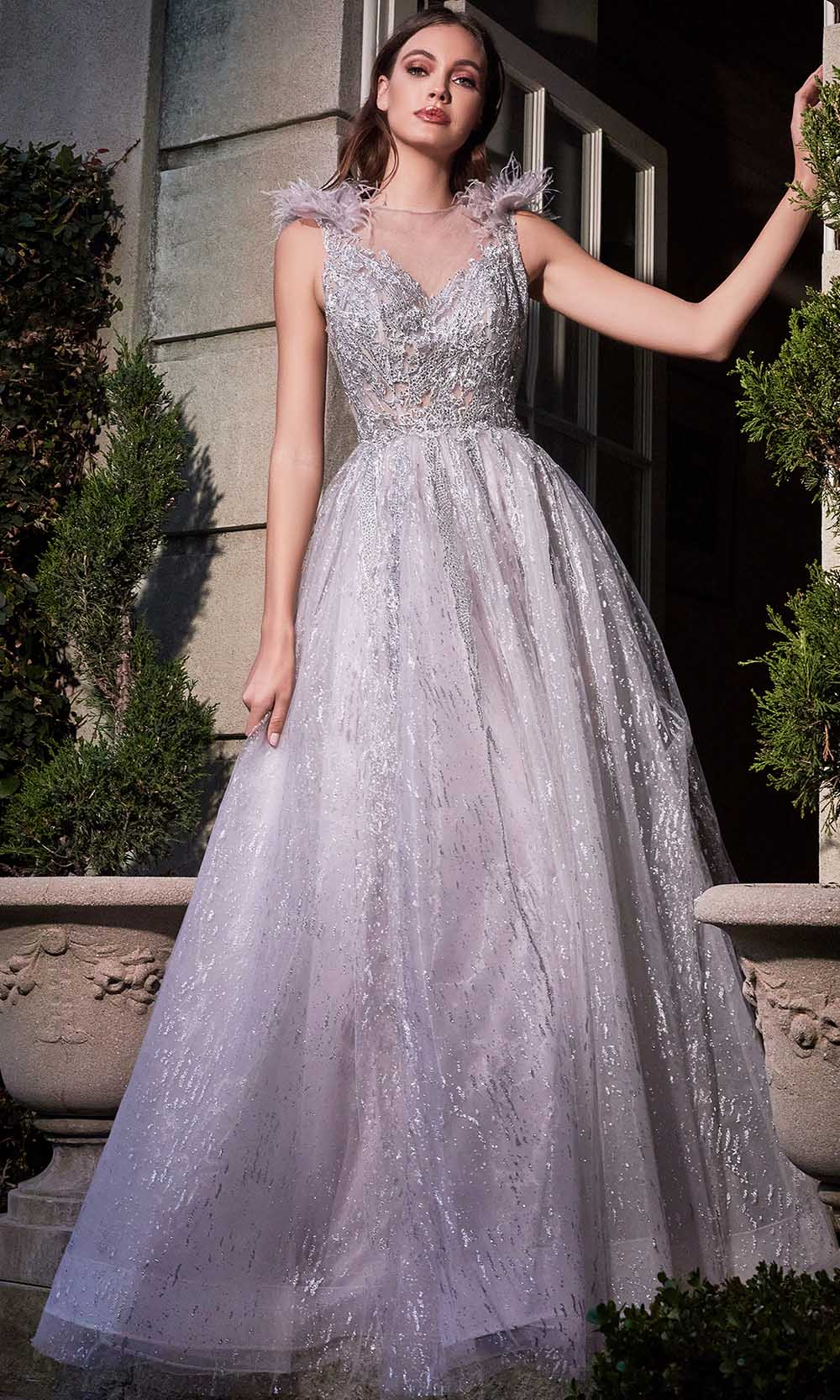 Cinderella Divine B704 - Jewel Neck Evening Dress - designer prom dress at Silhouette Dresses