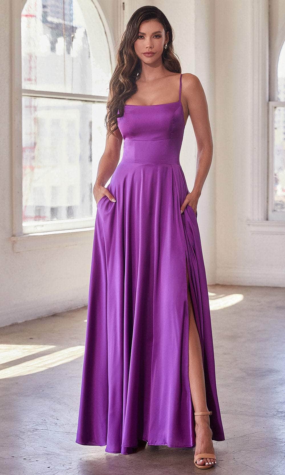 Cinderella Divine B8402 - A-Line Prom Dress with Spaghetti Straps - view 11