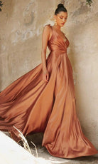 Cinderella Divine - BD105 Tie Strap V-Neck Affordable Prom Gown - view 9