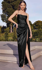 Cinderella Divine BD111 - Straight Across Draped Prom Dress
