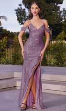 Cinderella Divine BD4004 - V-Neck Sequin Ornate Prom Dress - view 4