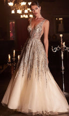 Cinderella Divine C135 - Sequin Sleeveless Prom Dress - back view