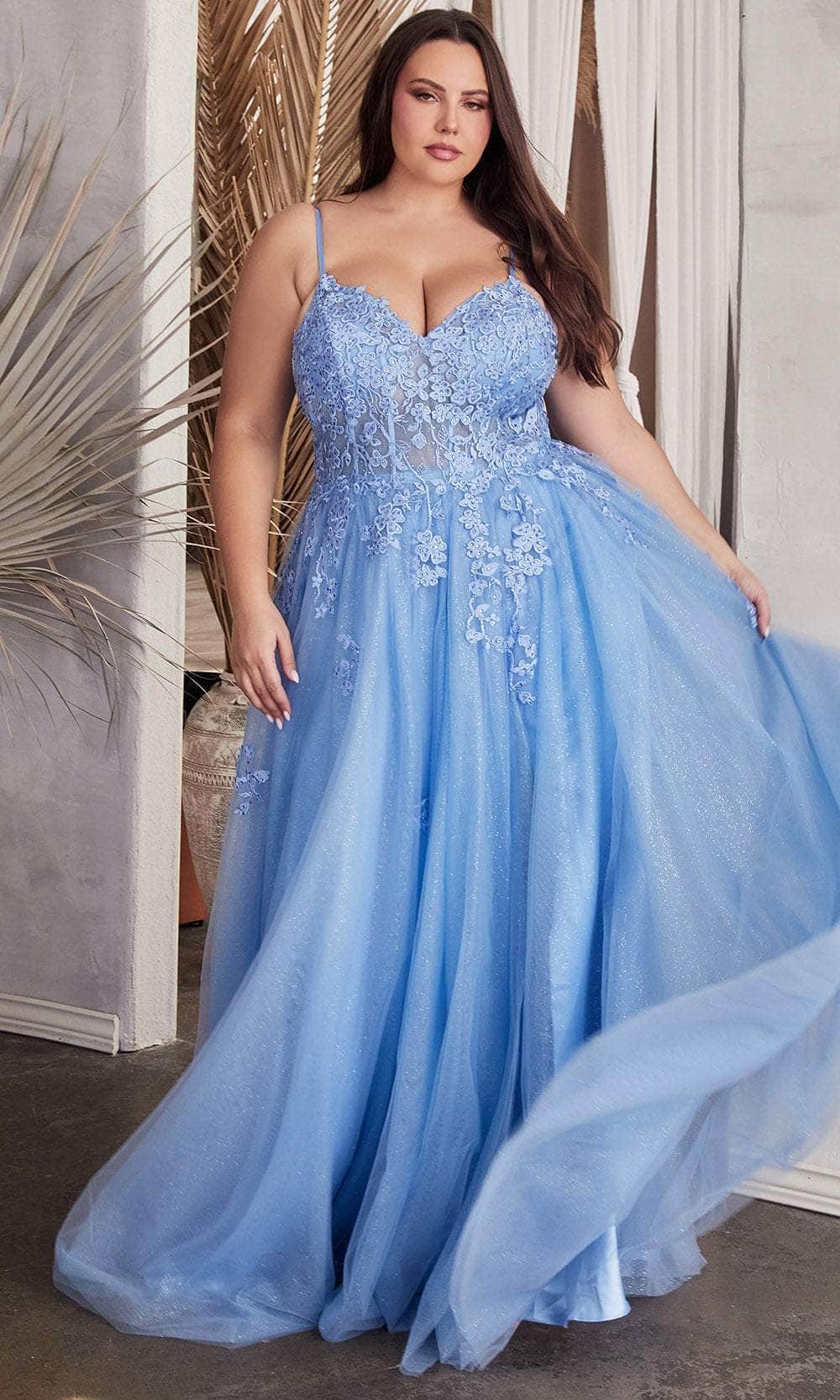 Cinderella Divine C148C - Embroidered Sleeveless Prom Dress - Silhouette Dresses