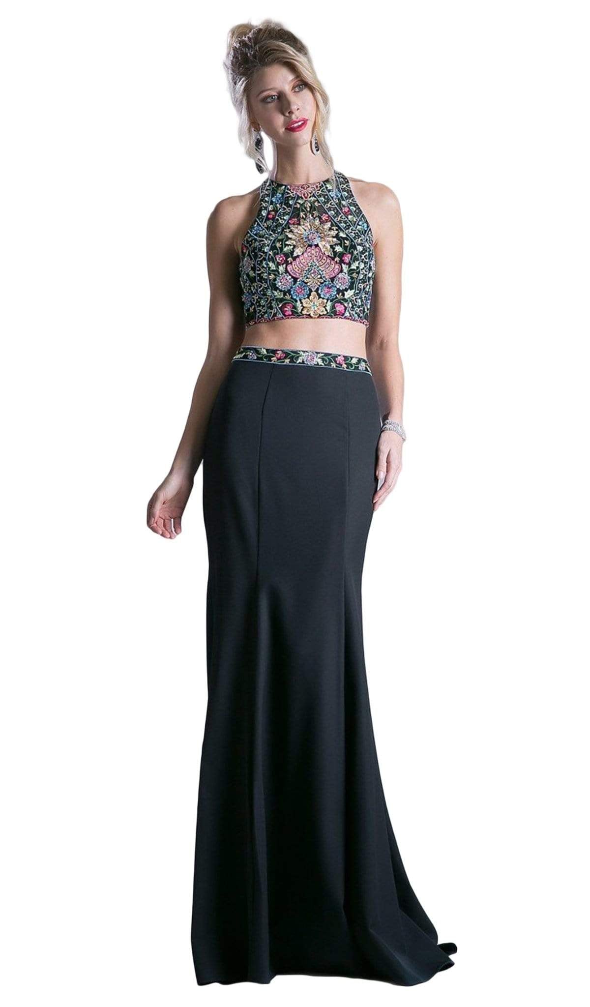 Cinderella Divine - C80312 Two Piece Embroidered Dress - designer evening gown at Silhouette Dresses