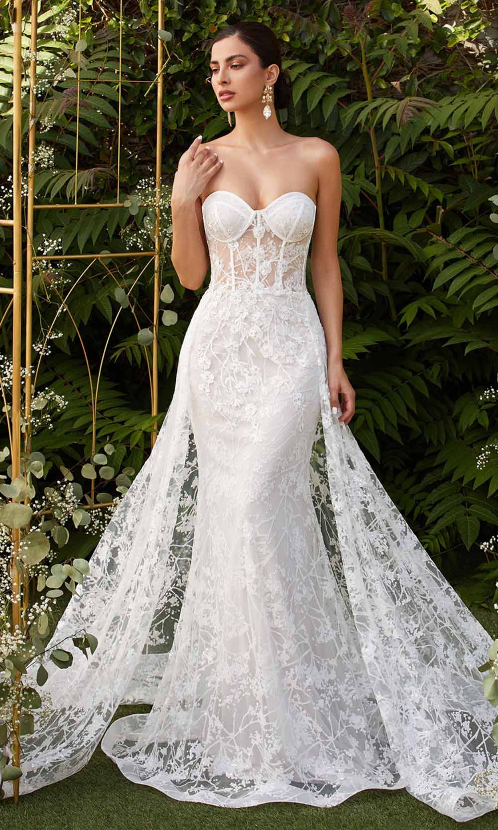 Cinderella Divine - CB046W Applique Sweetheart Gown With Overskirt - designer wedding dress at Silhouette Dresses
