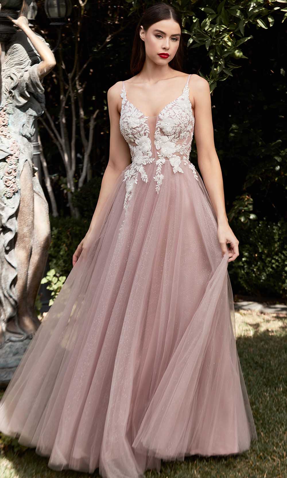 Cinderella Divine CB075 - Deep V-neck Long Gown - back view