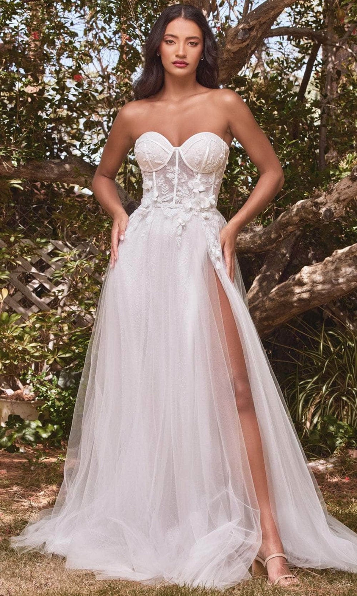 Cinderella Divine CB080W - Strapless Floral Wedding Ballgown