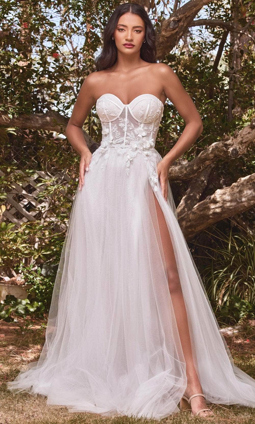 Cinderella Divine CB080W - Strapless Floral Wedding Ballgown - detail view