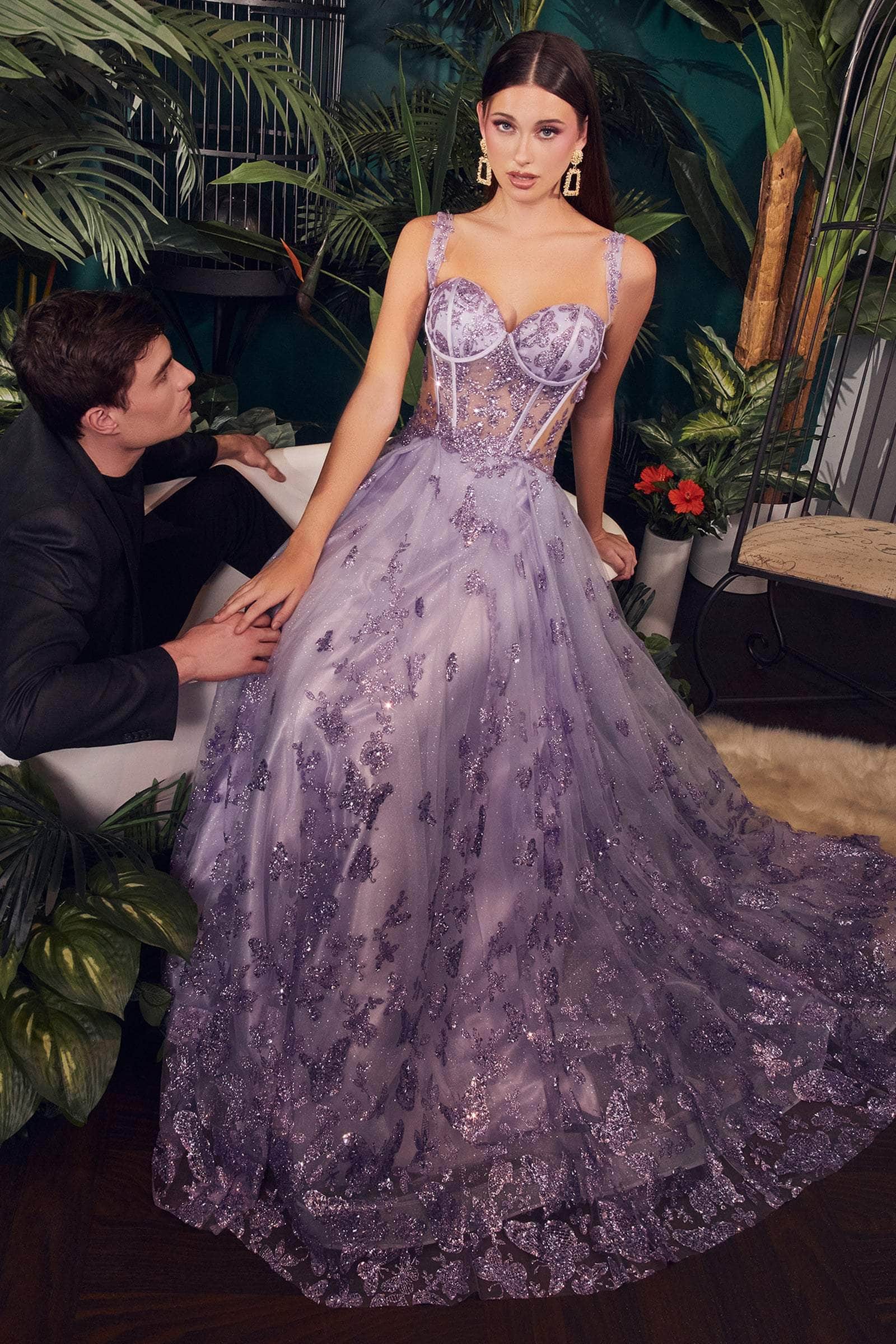 Cinderella Divine CB102 - Corset Prom Gown with Delicate Appliques - designer prom dress at Silhouette Dresses