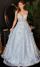 Cinderella Divine CB105 - Classic Long with 3D Floral Accents Prom Dress - designer prom dress at Silhouette Dresses