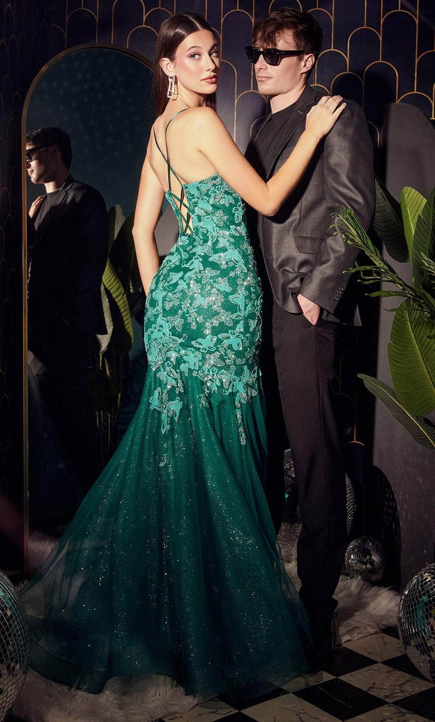 Cinderella Divine CB112 - Trumpet with Butterfly Embellishments Prom Dress