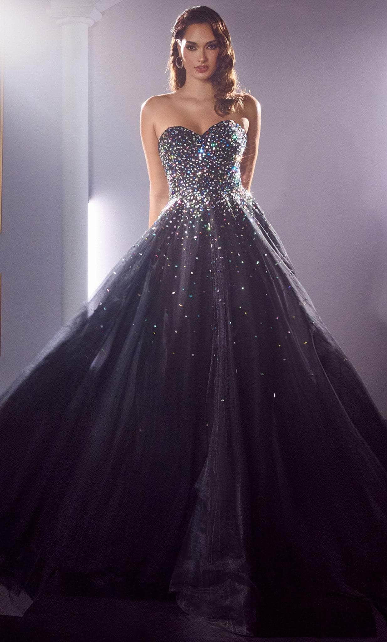 Cinderella Divine CB114 - Strapless A-line with Bejeweled Accents Prom Dress - back view