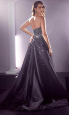 Cinderella Divine CB114 - Strapless A-line with Bejeweled Accents Prom Dress - detail view