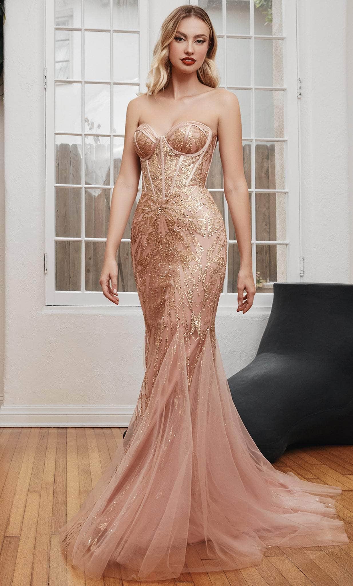 Cinderella Divine CB116 - Strapless Mermaid Gown with Beaded Detailing - detail view