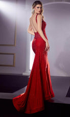Cinderella Divine CB119 - Rhinestone Embellished Scoop Back Prom Dress - detail view