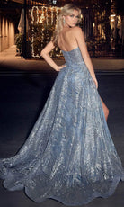 Cinderella Divine CB129 - Glitter Print Strapless Prom Gown - detail view