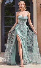 Cinderella Divine CB129 - Glitter Print Strapless Prom Gown - view 6