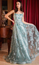 Cinderella Divine CB144 - 3D Embellished Sleeveless Prom Dress - back view