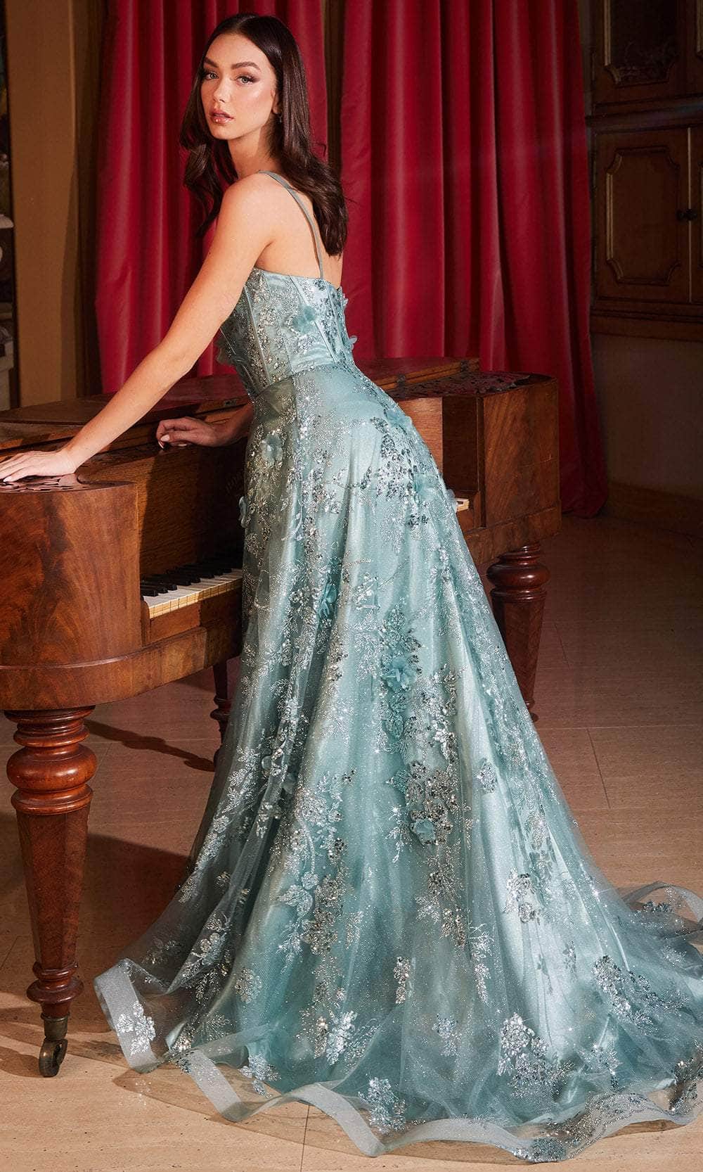 Cinderella Divine CB144 - 3D Embellished Sleeveless Prom Dress - detail view