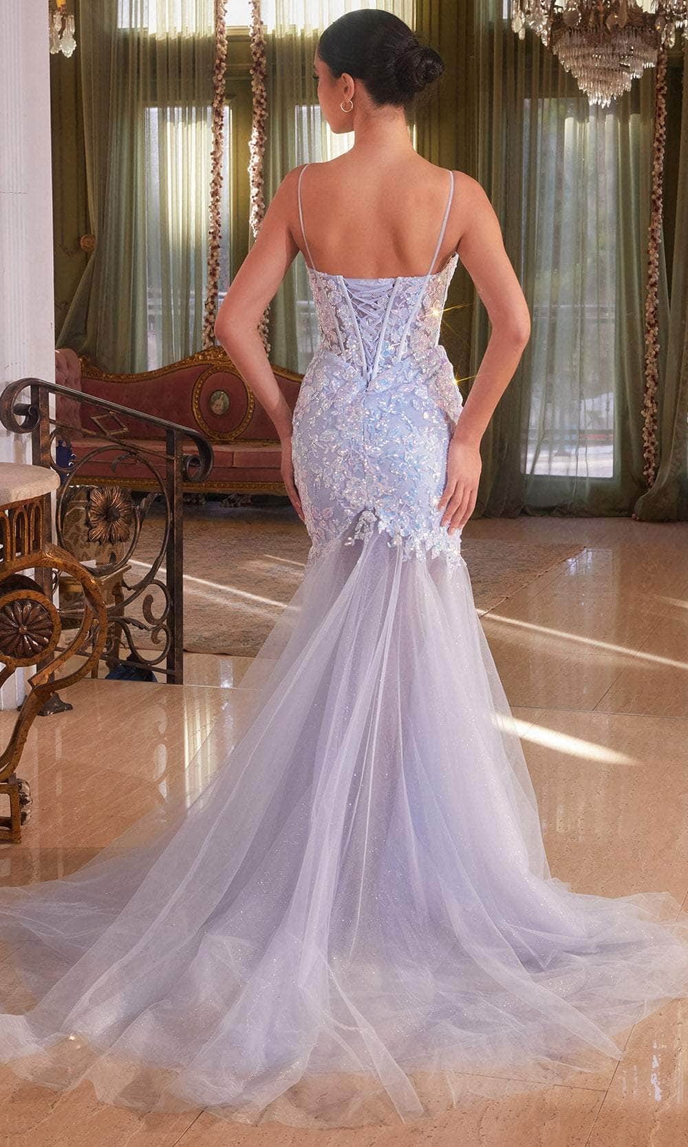 Cinderella Divine CB148 - Sleeveless with Embroidered Details Prom Dress - back view